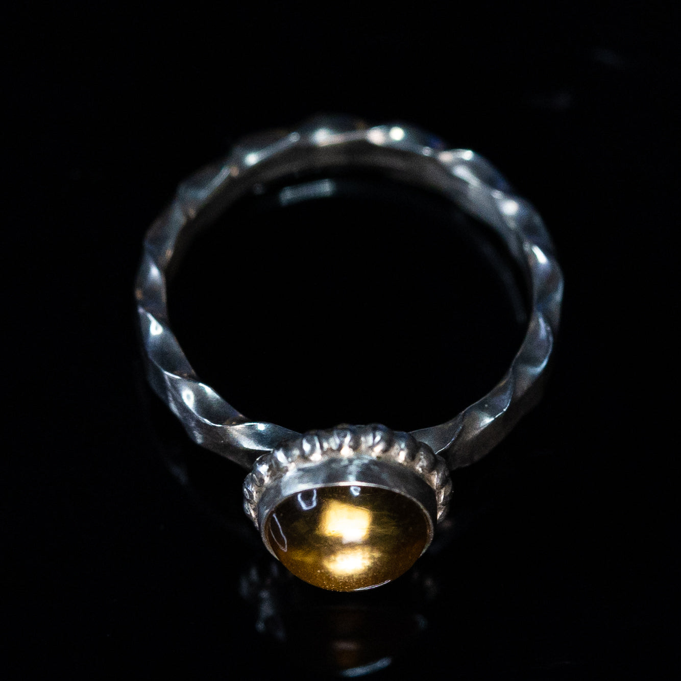 Citrine with Silver Crown Accent Ring